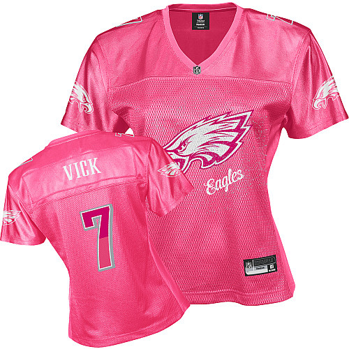 Eagles #7 Michael Vick Pink 2011 Women's Fem Fan Stitched NFL Jersey - Click Image to Close